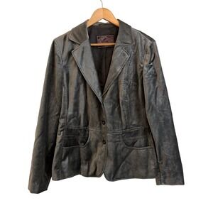 Vintage Rosner Women's Metallic Silver Velour Blazer Jacket Size 14